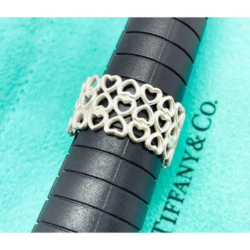 Tiffany & Co. Paloma Picasso Crown of Hearts Wide Ring Sterling Silver Size 7